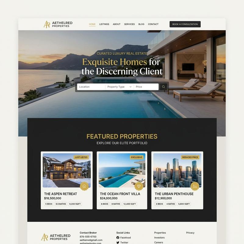High-Converting Minimalist Realtor Portfolio UI